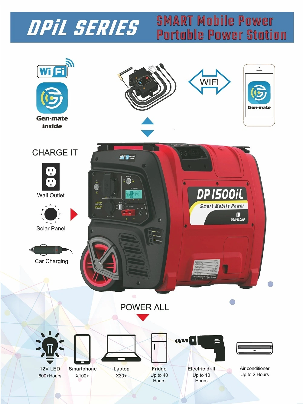 Solar/Car/AC Charging Input Portable Generator 2000W Solar Generator Power Supply