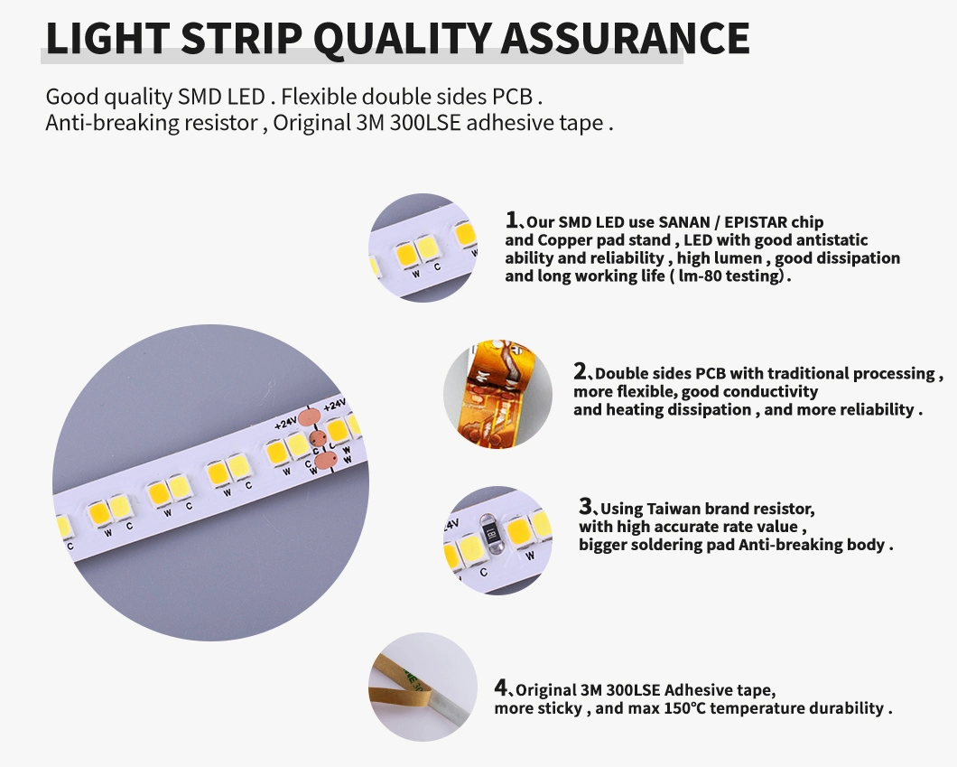 High Lumen Waterproof White CCT Flexible LED Strip Light TV Backlight Decoration Light