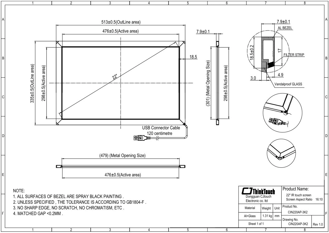 IR Touch Frame 22&quot; 21.5 inch Infrared Touch Screen 4/6/10points Multitouch Panel Cjtouch Factory China USB RS232 Compatible 3m Elo