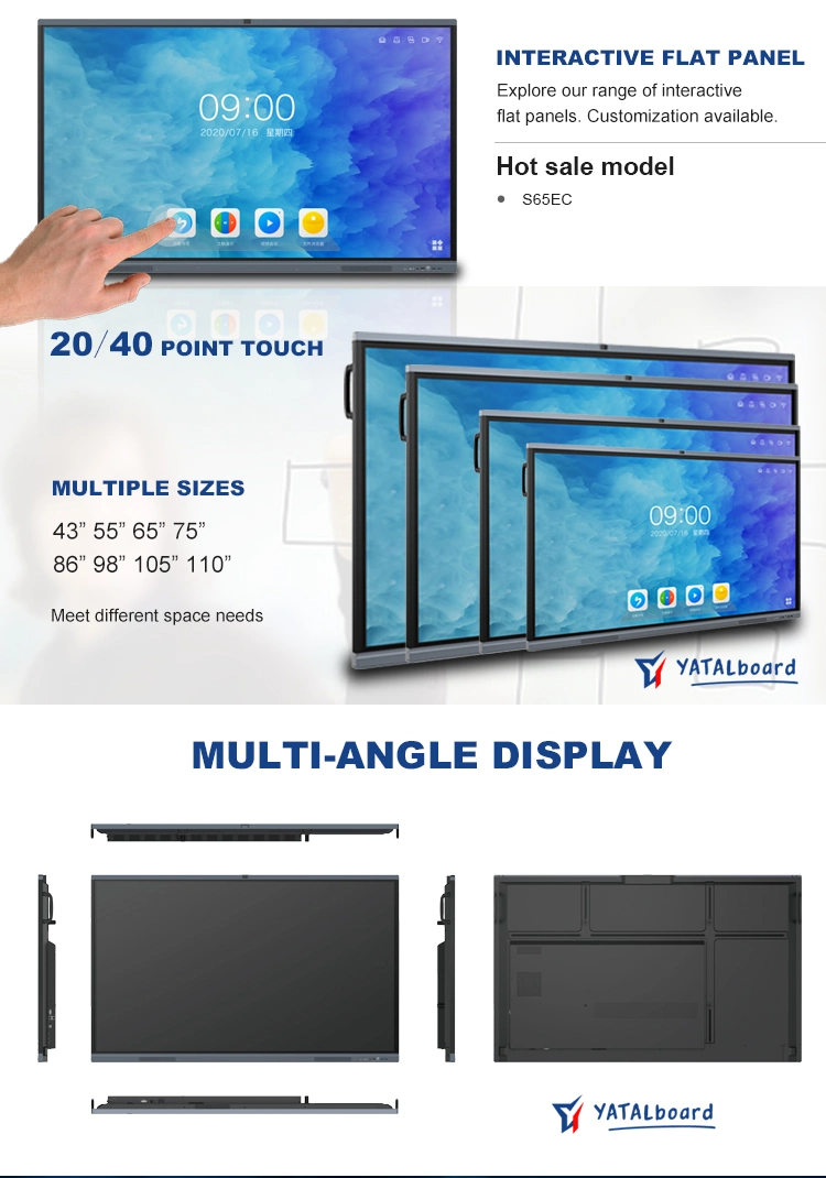 Manufacturer 65 Inch Classroom Meeting Presentation Training Boards 65&quot; Touchscreen Interactive Smart TV Metal LCD Interactive Whiteboard