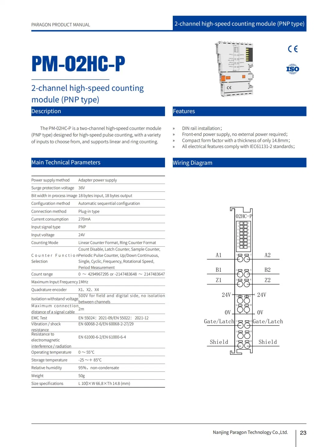 Pm-02hc-P 2-Channel High-Speed Counting Module (PNP type)