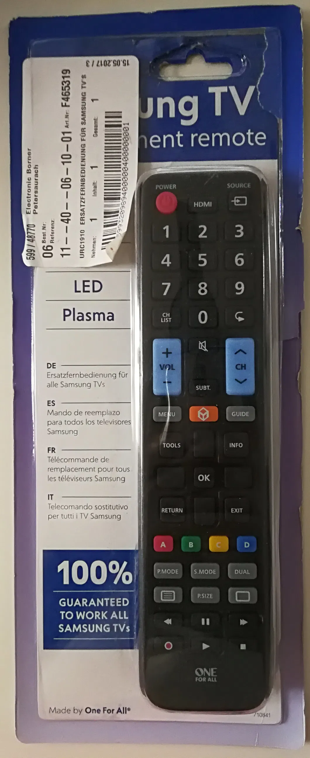 Manufacturer IR Remote Control Support Customize TV Remote Control (RM-D1078)