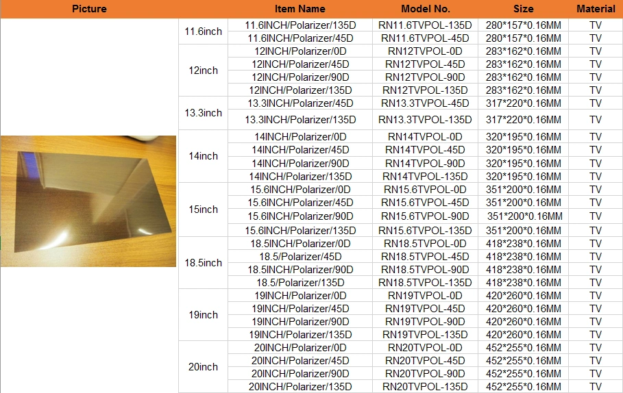 32inch -65inch Polarizer Film Replacement for Samsung Toshiba Panasonic Sony Sharp LCD Screen