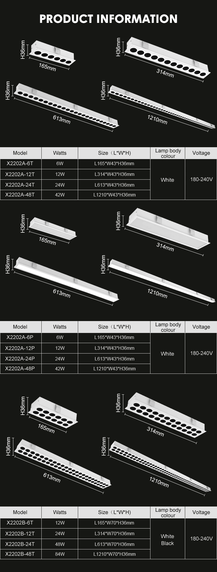 Embedded LED Linear Bar Grille Lamp Villa Living Room Home Strip Anti-Dazzle Advocate The Lamp