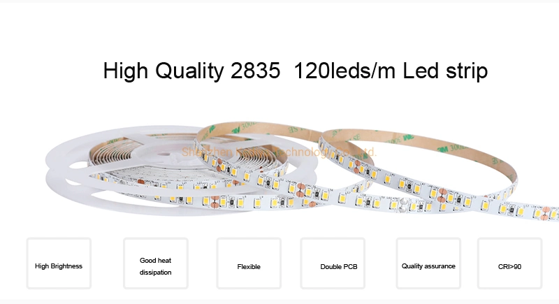 Factory Wholesale Waterproof 4mm 5mm 8mm 10mm 12V 24V Ra80 Ra90 SMD2835 120LED TV Backlight Kitchen Under Cabinet Light Flexible LED Strip Light