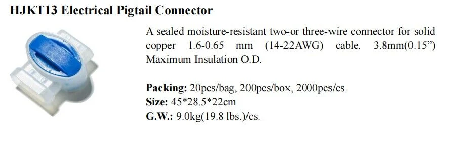 Blue Hjkt13 2 Wires 3 Wires 314 Connector with Gel