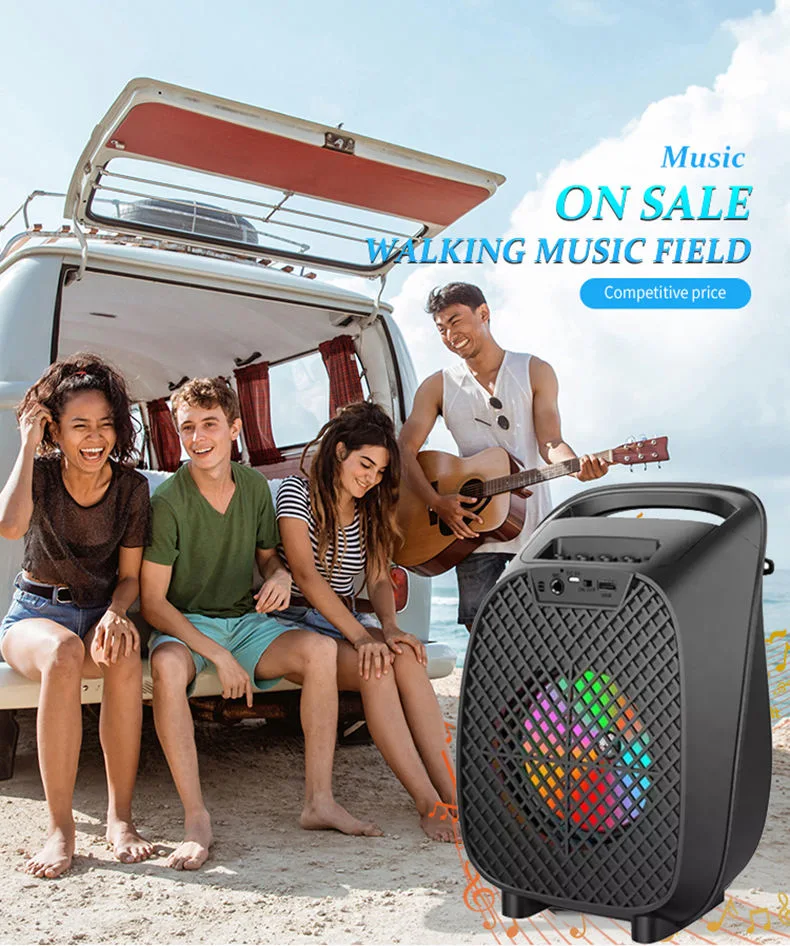 Factory Price 6.5 Inch Outdoor Wireless Speaker Subwoofer Sound LED Light Portable Karaoke Speaker