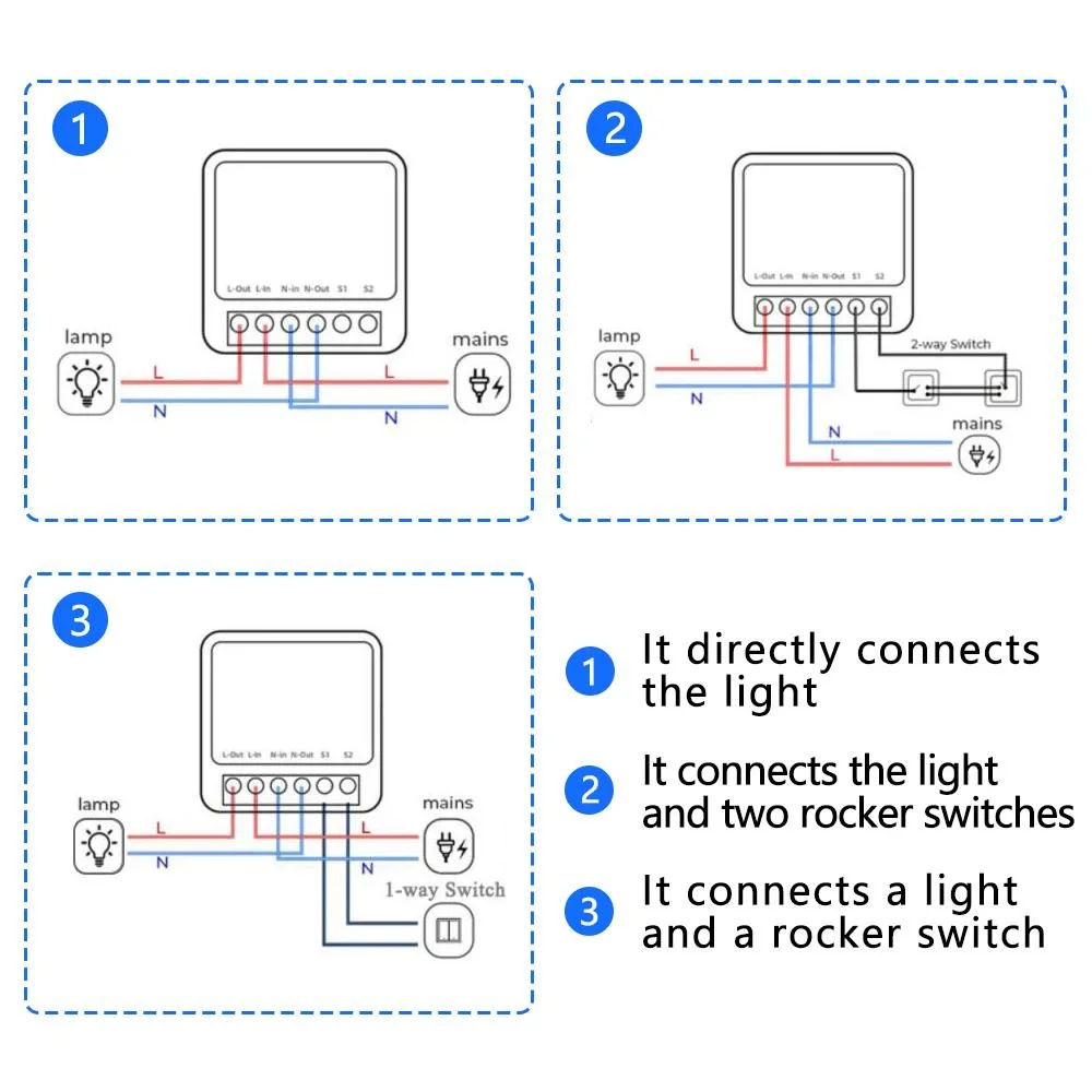 Bingoelec Universal DIY 2way 16A WiFi Control Mini Smart Switch Module