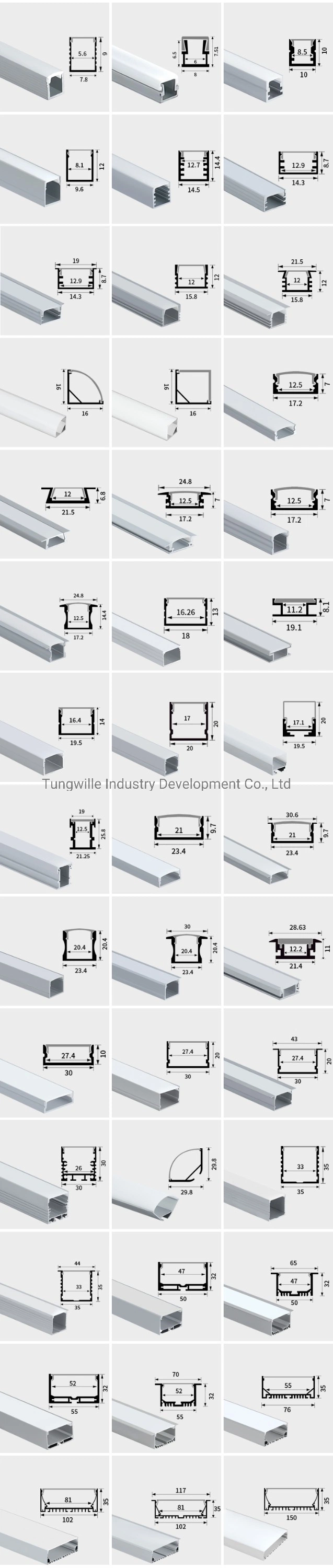 36*28mm Recessed Ceiling LED Profile for LED Strip - Aluminium LED Channel Cw Diffuser + End Caps