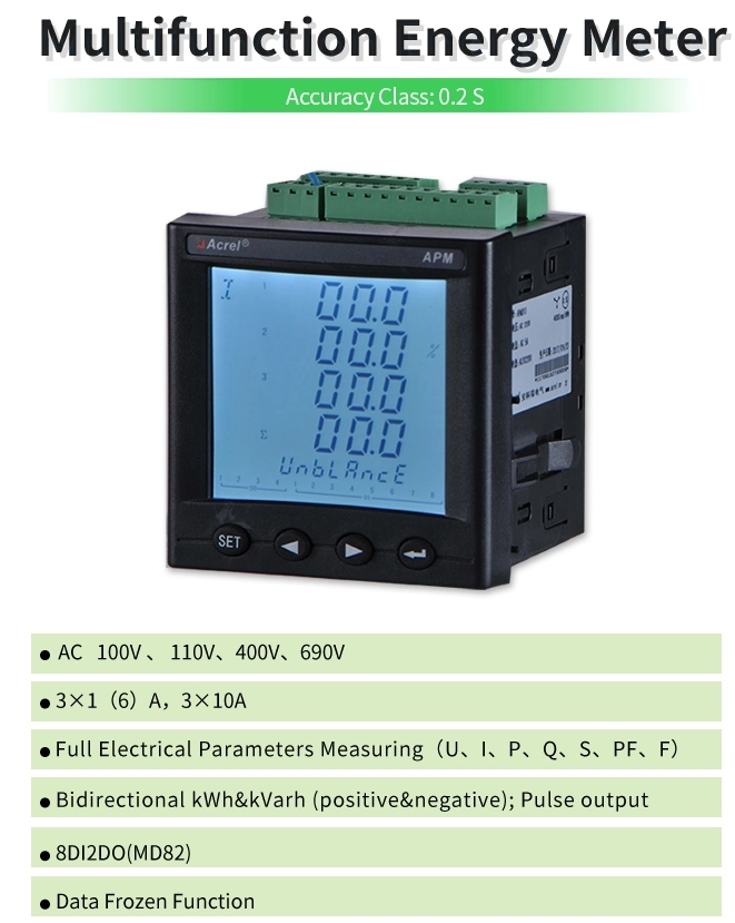 High Precision Class 0.2s RS485 Modbus-RTU LCD Display Active Energy Power Meter