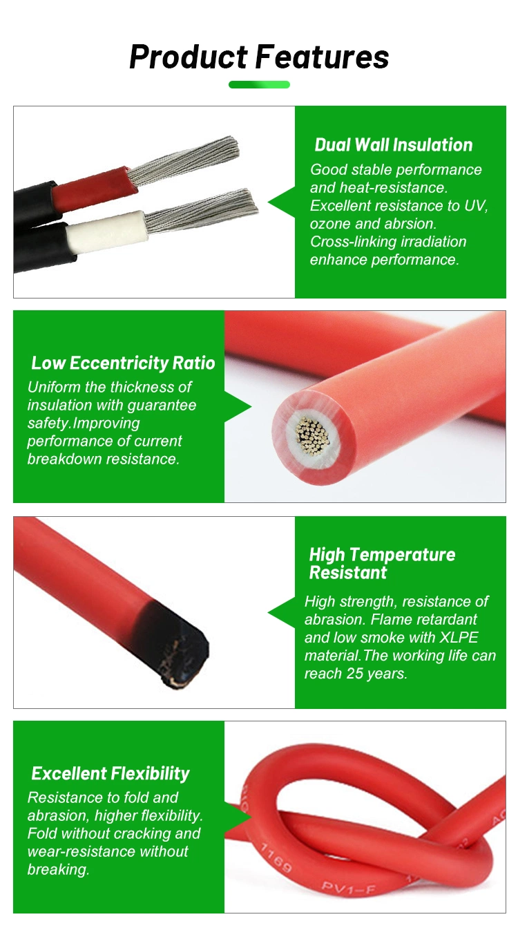 Solar Cable 6mm Power Cord Solar Home Wire 4 mm 1 Meter Tinned Copper Core Cable XLPE DC Photovoltaic Cable Wire