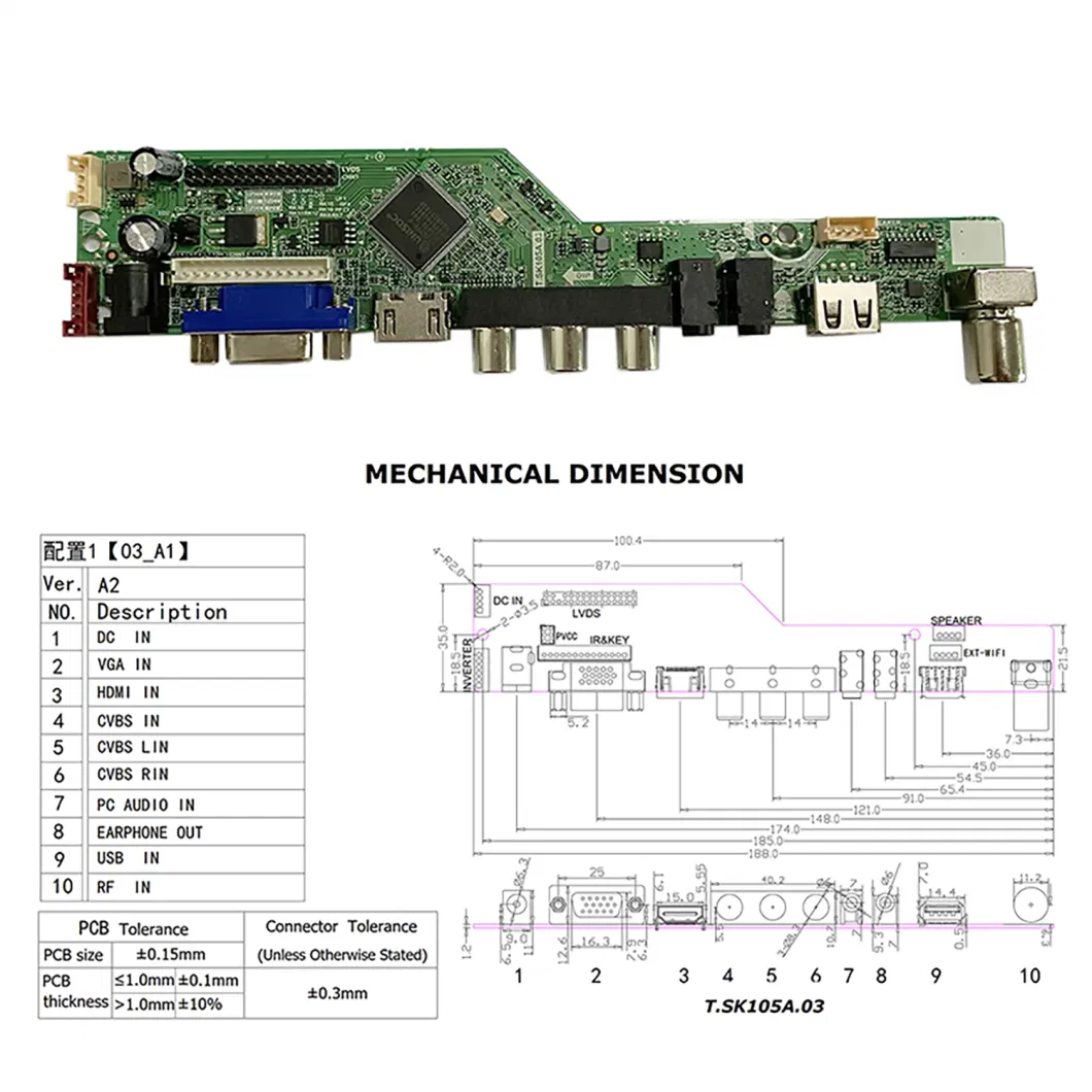 Factory Price Full Set High Quality Sk105A. 03 Universal LED TV Mainboard