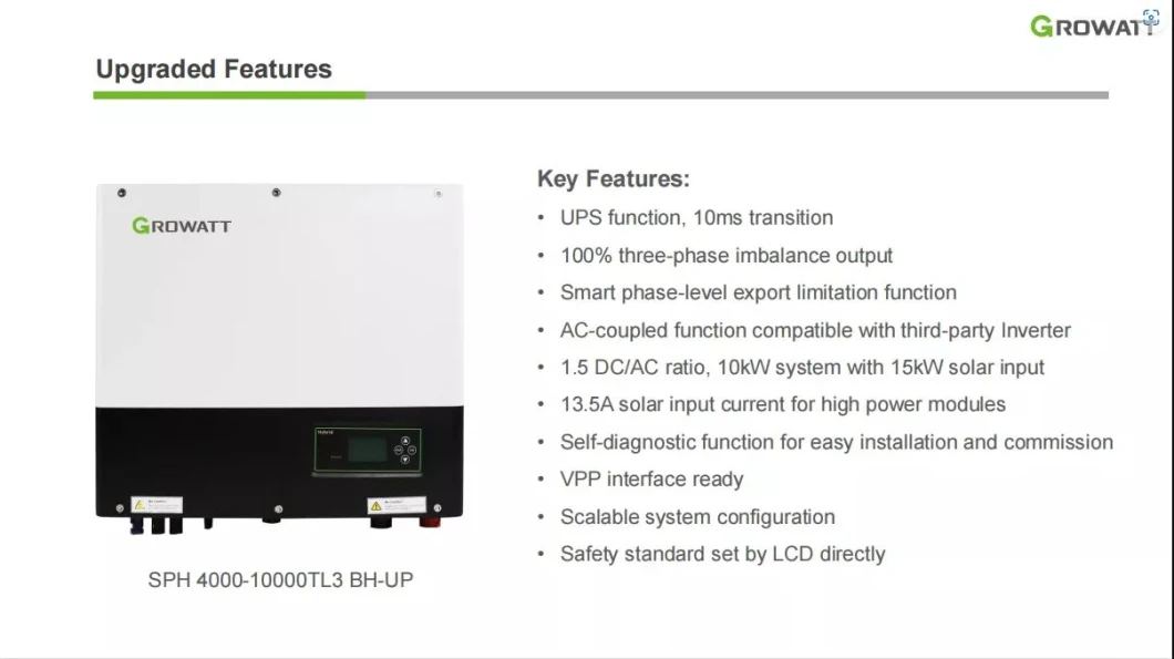 Growatt Sph 8000tl3 Bh-up Apply to Solar Power Complete Hybrid Set with Three Phase Hybrid Inverter