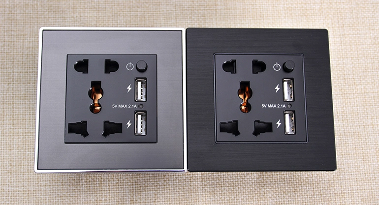 2 USB Charging Outlet Modular 3-Pin Universal + 2-Pin Wall Socket