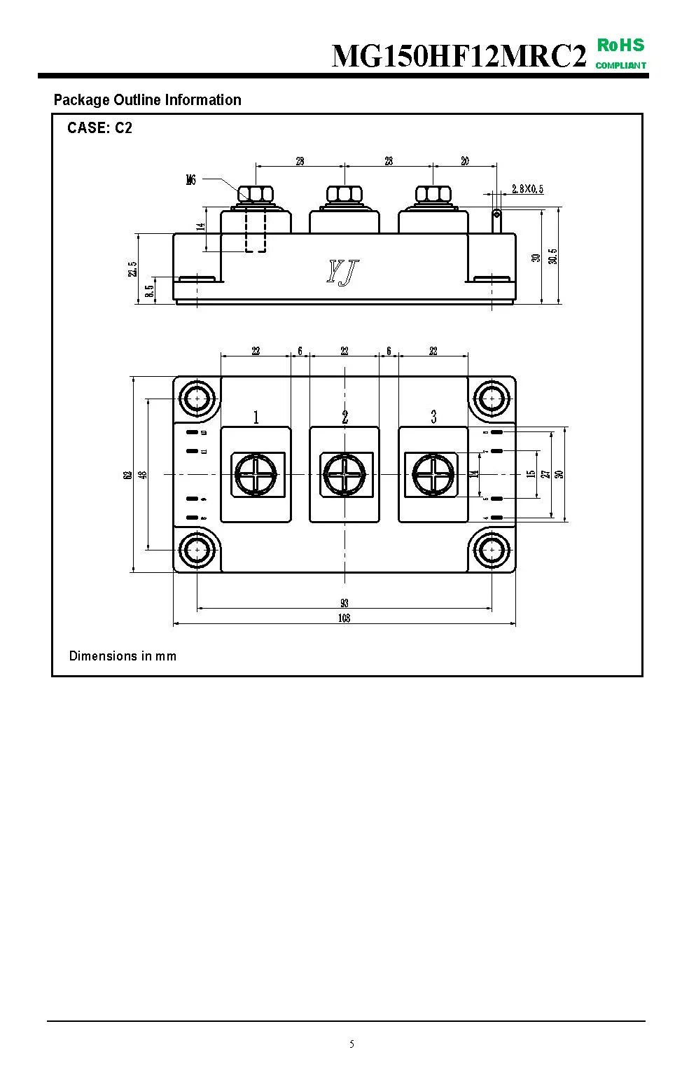 IGBT Modules VCES-1200V IC-150A Low Stray Inductance Ultra Low loss fetures applications MG150HF12MRC2