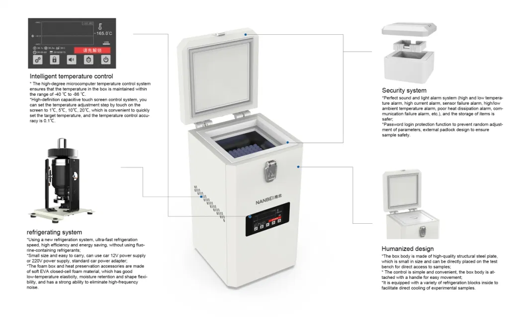 Portable Vaccine Transport Bio-Based Refrigerator Ult Freezer with Alarm System