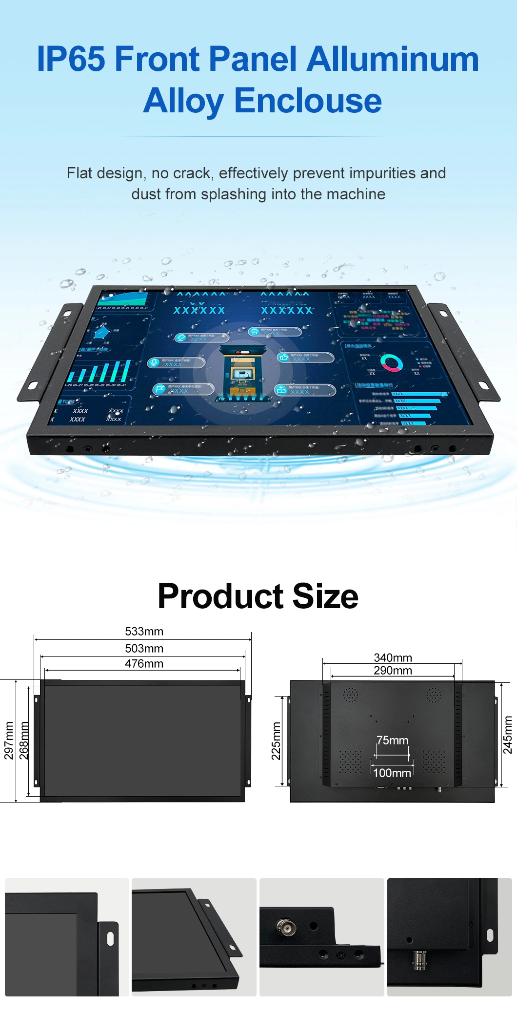 21.5 Inch 1920*1080 HDMI VGA AV BNC Non Touch Screen Metal Case TFT Open Frame Embedded OEM ODM Industrial LCD Monitor