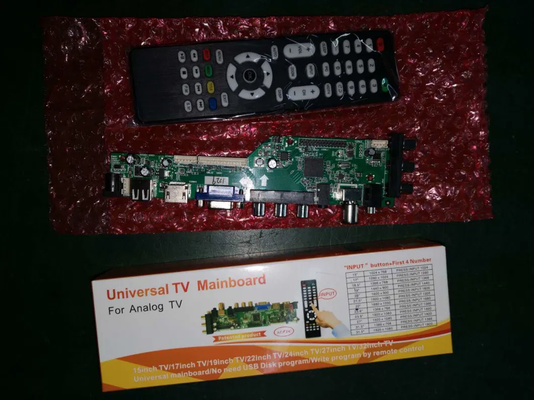 Universal TV Mainboard, 15-32 Inch No Need USB Update, by Remote, Patent No: Zl20*12062*037.2