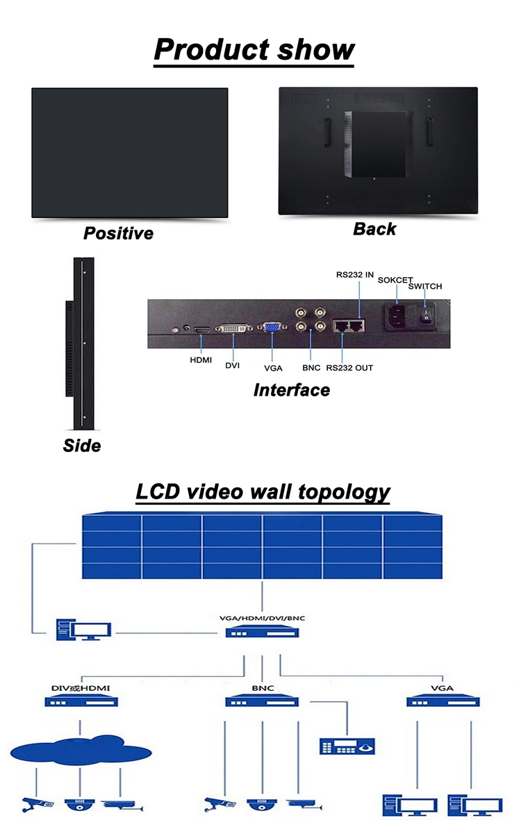 3.5mm 55 Inch Did 2X2 LCD Video Wall Multi Panel TV Wall for Bar KTV with LG Samsung Screen