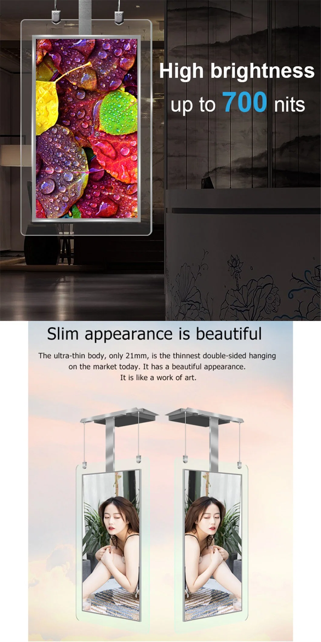 Indoor Vertical Wall Mounted Bar Ultra Thin 32 43 55 Inch Touch LCD Screen Advertising Android Windows OPS WiFi 2K 4K Smart Digital Signage