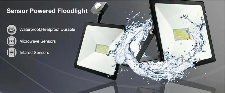 IP65 Waterproof LED Floodlight with PIR Motion Sensor 100W LED Outdoor Lighting