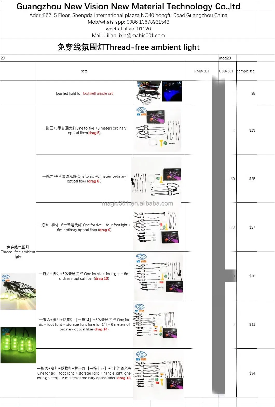 Wholesale 12V Voice for 22 in 1 Car Interior LED Guide Fiber Optic Symphony by APP Control Universal Acrylic Ambient Light Strip