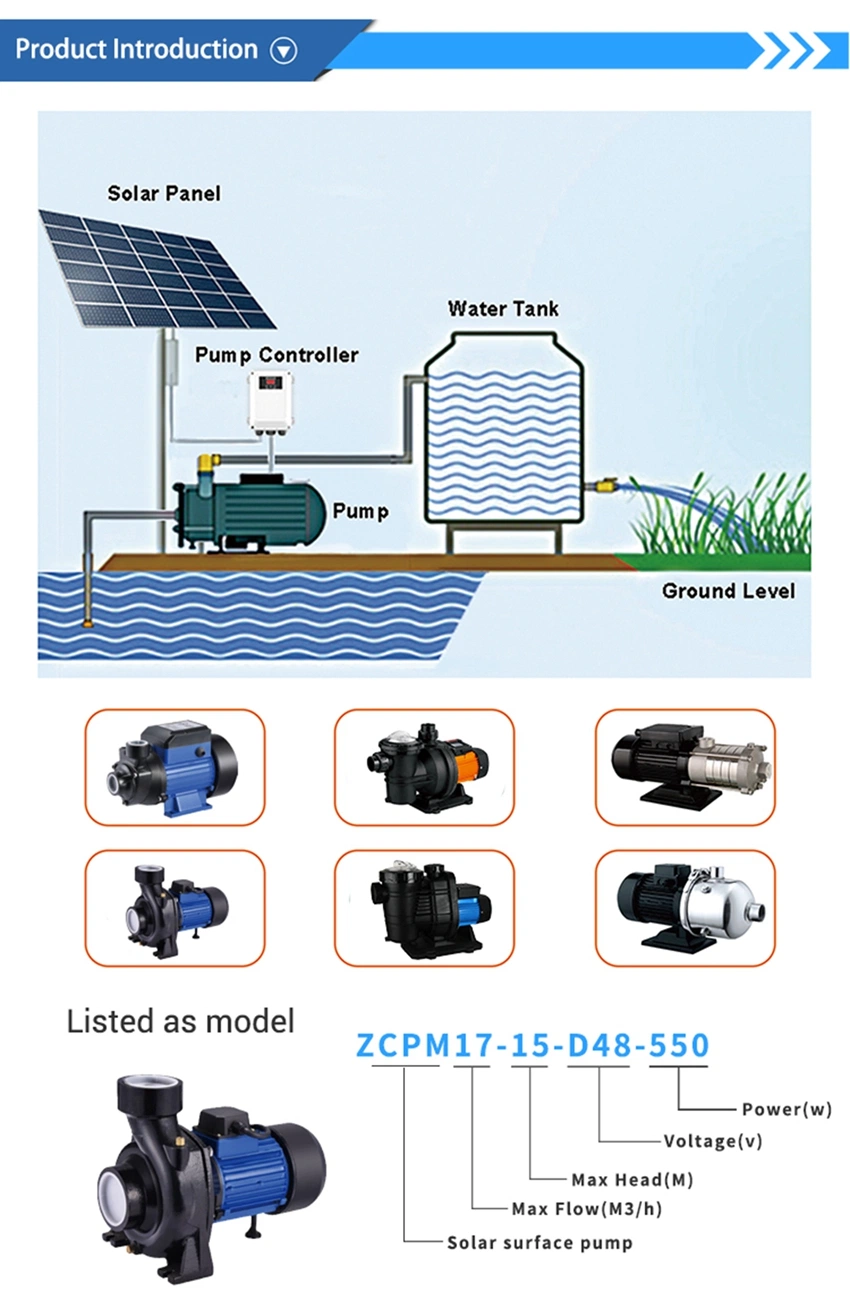 High-Power 0.75HP DC48V Solar Surface Pumps for Agriculture