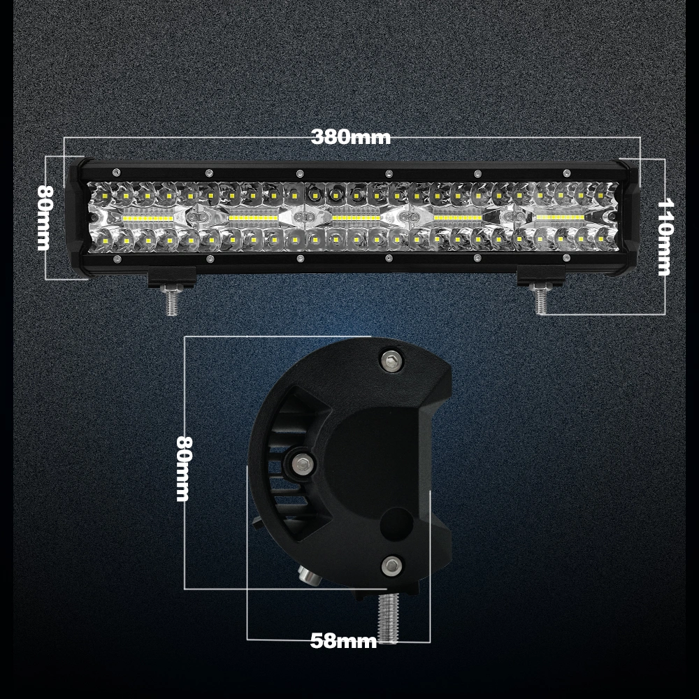 15 Inch 300W/30000lm Slim Single Rows LED Light Bar Modified off-Road Lights Roof Light Bar for SUV Jeep ATV Truck, Forklift Commercial Vehicle Offroad Boat