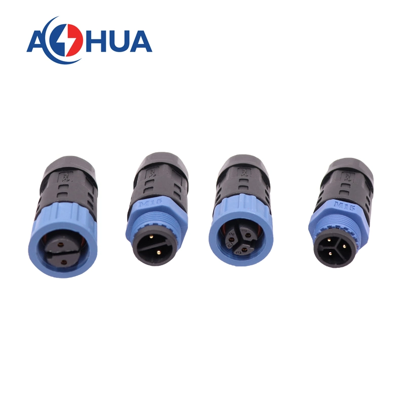 Aohua UL M15 Wire to Wire 3 Pin Field Assembly Thread Connection Waterproof Connector Outdor LED Light Module IP67/68 Power Cable Connector