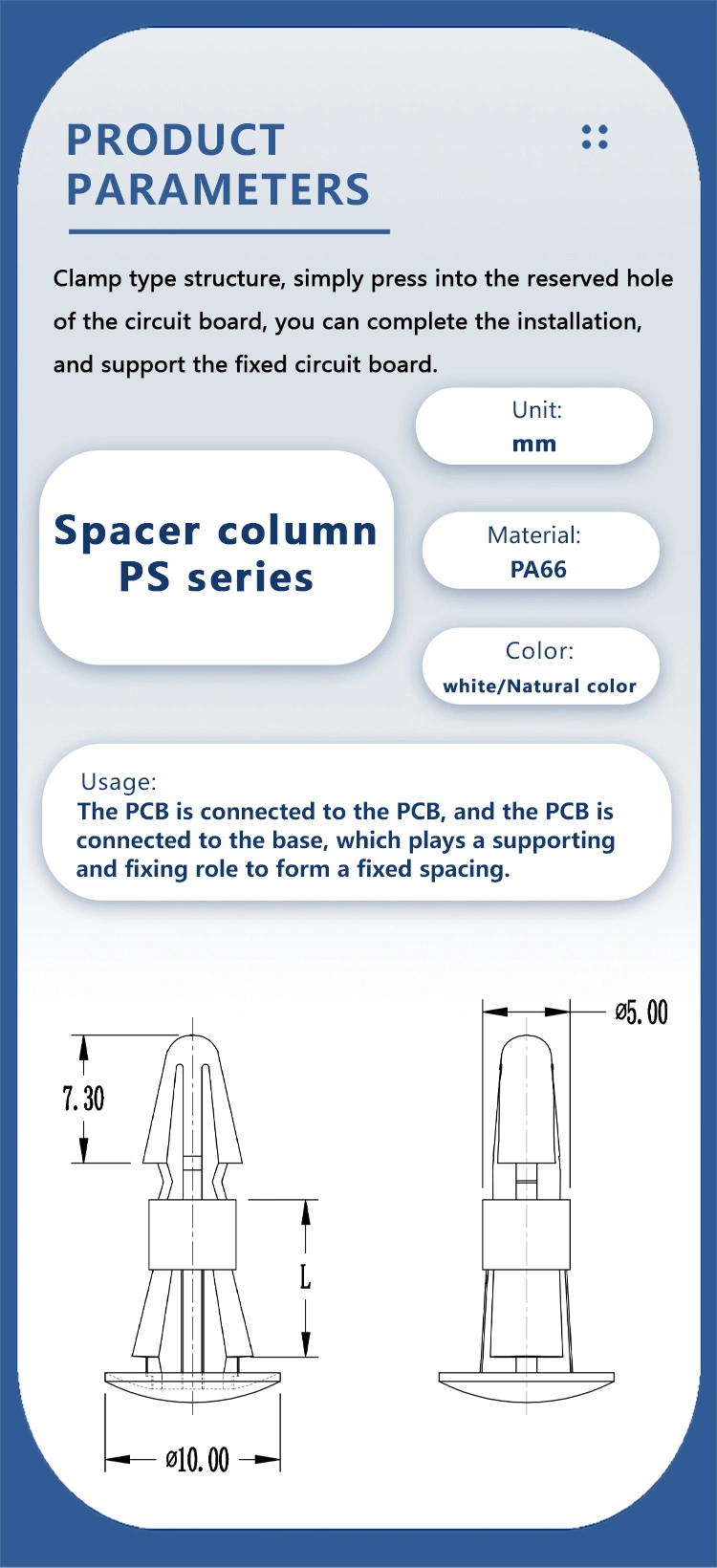 Plastic Nylon Insulating PCB Connectors Spacer Support