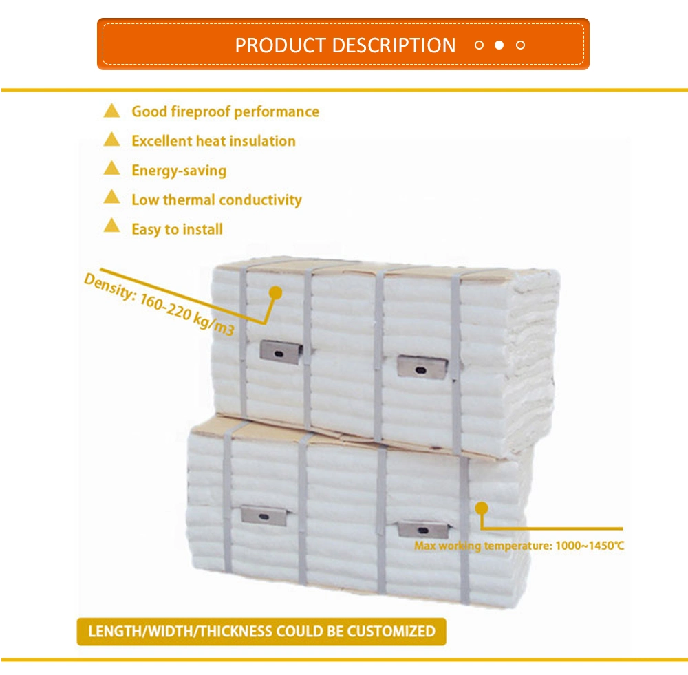 1260c/1350c/1430c 128kg/M3 96kg/M3 1240*960*2400 Door Linings Electric Resistance Wire V-Anchor Ceramic Fiber Insulation Module for Heat Treat Furnace