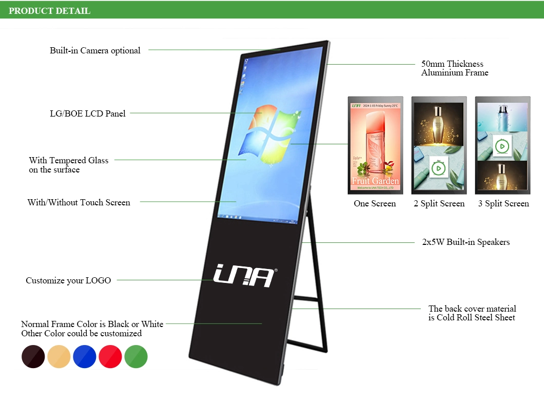 Foldable 43inch Media Video Signage Screen Display Standalone Poster LCD Digital Poster