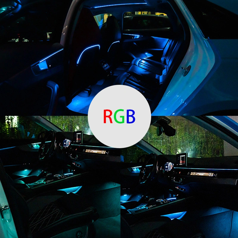 Car Accessories Ambient LED Light Car Interior RGB Remote Application Acrylic Control Fiber Auto Foot Center Console Door Decorative Lights