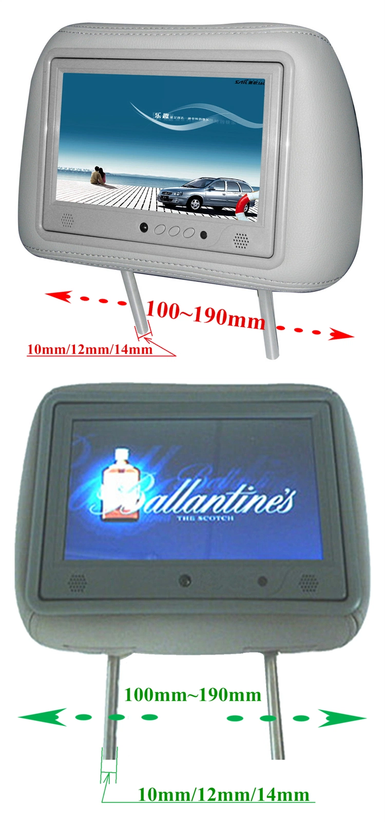 7 Inch Taxi Headrest Floor Standing LED Wall Video Advertising LCD Player LCD Digital Signage