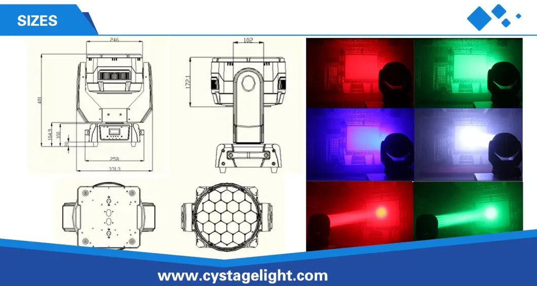 19X15W RGBW 4-in-1 Beam Wash Zoom Osram LED Moving Head Lighting