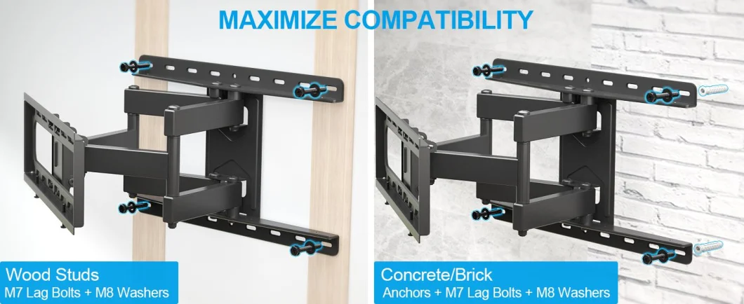 Lag Bolt Kit for TV Wall Mount, Lag Bolts, Wall Anchors, Washers, Allen Key, Bubble Level, for Wood Stud