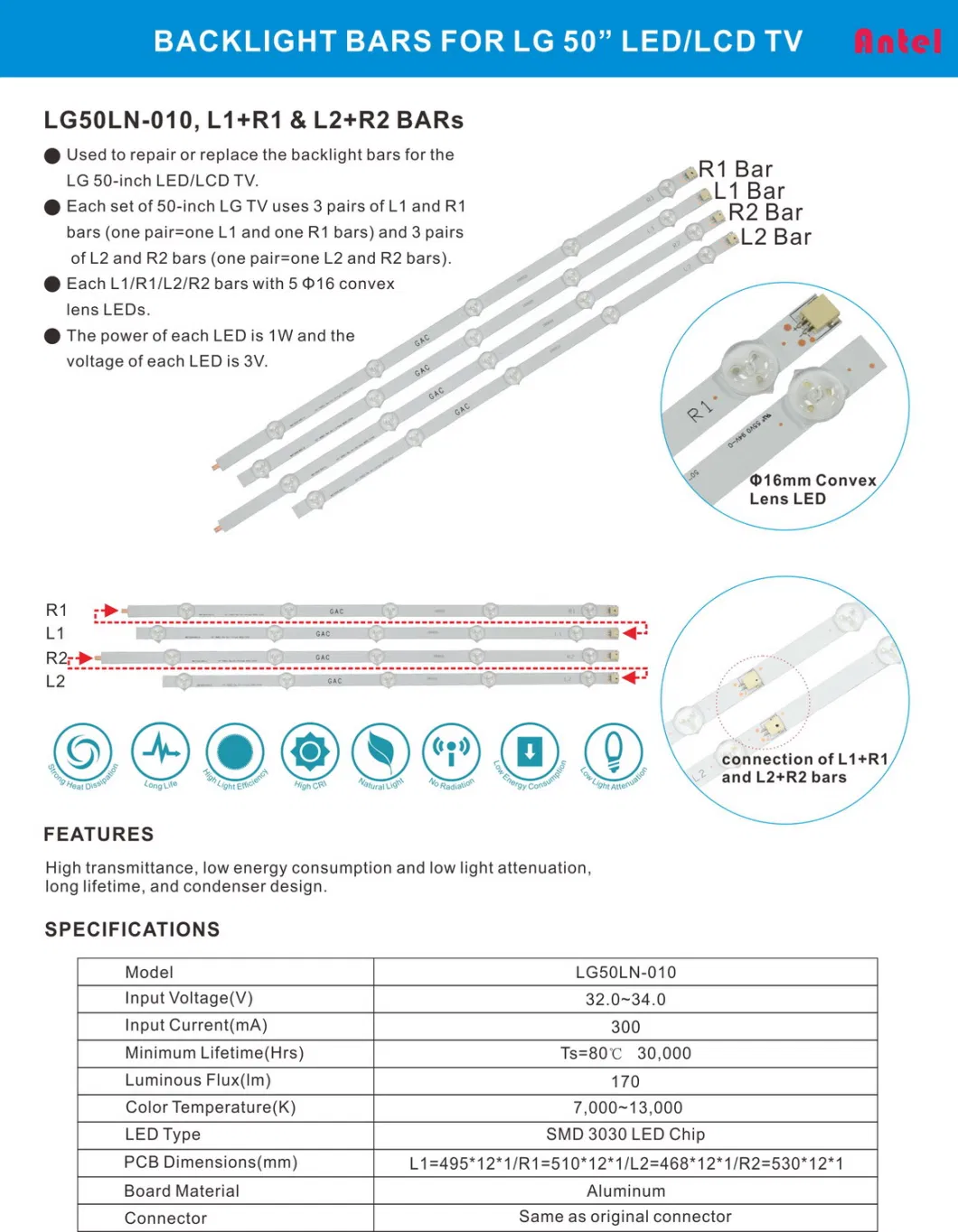 LED Backlight Bar for LG LED TV 32&quot; Innotek Drt 3.0 A1b1