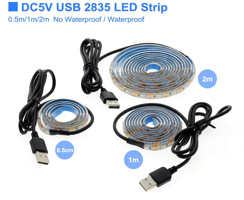 5V USB LED Strip Light 1m 2m Pink / Ice Blue / Warm White / White / RGB 2835 TV Background Lighting Decoracion Fairy Lights