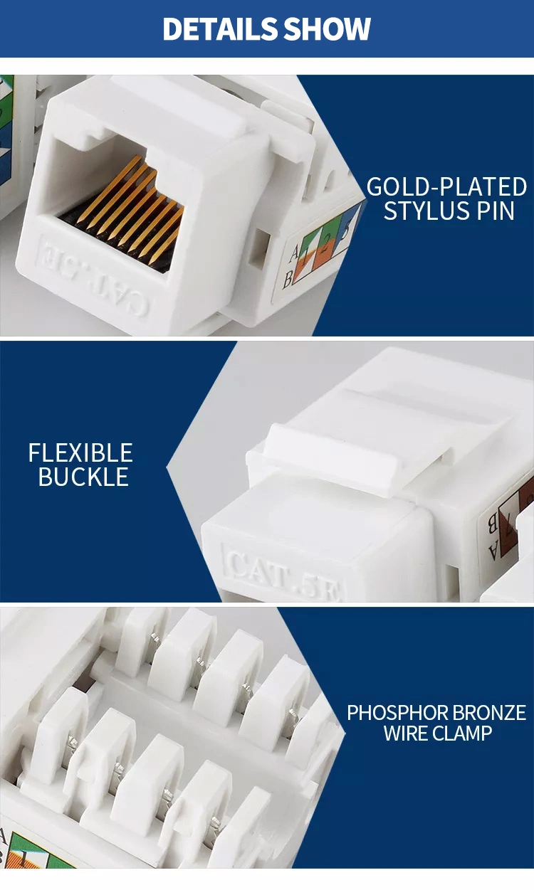 Cat5e Module Tooless Punch Down Keystone Jack Suitable for 568b/568A Wiring