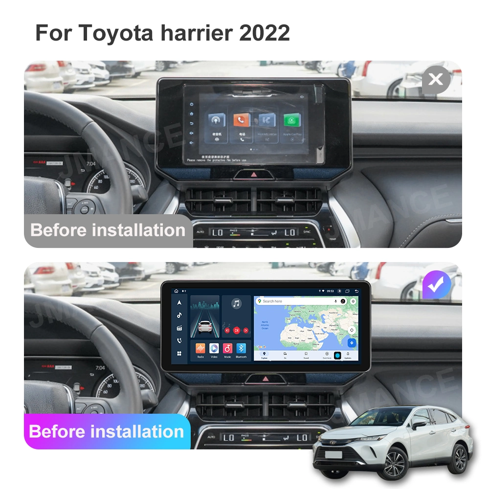 Jmance 12.3 Inch 4+64GB Car DVD Player Android 10.0 Bt5.0 Carplay for Toyota Harrier 2022 Auto Navigation