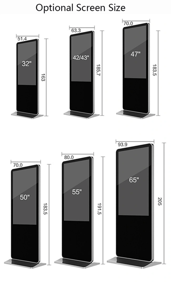 Indoor Free Standing 49inch LCD Video Screen Display Digital Signage