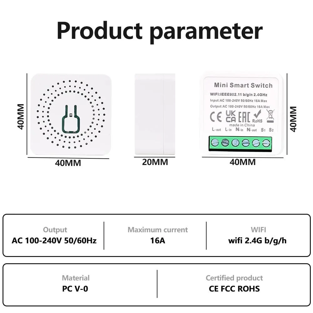 Bingoelec Universal DIY 2way 16A WiFi Control Mini Smart Switch Module