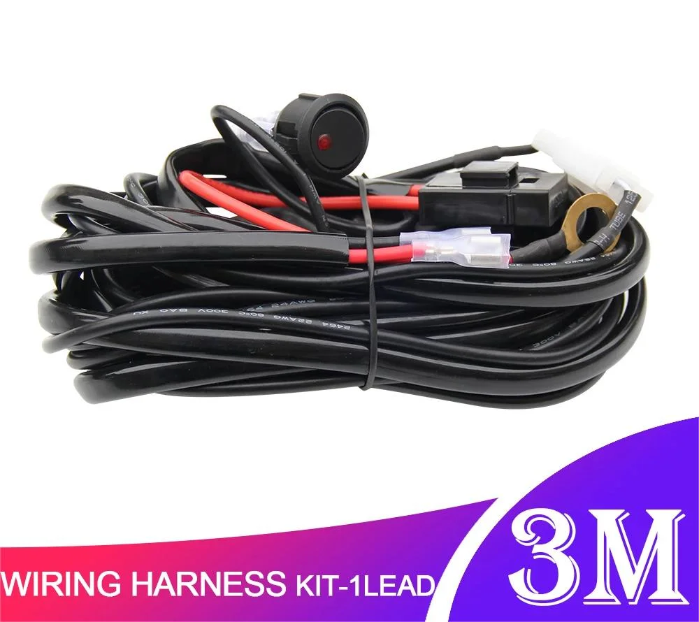 Co Light Car LED Light Bar Wire 3m 12V 24V 40A Wiring Harness Relay Loom Cable