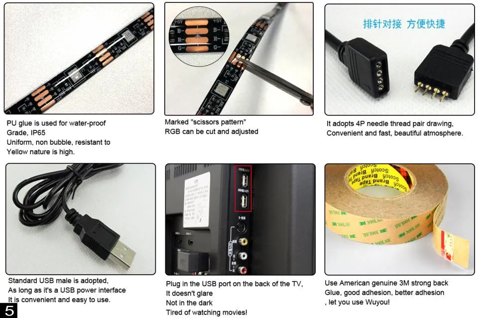 APP Control and Music Sync LED TV Backlights, WiFi TV Light Strip Sync