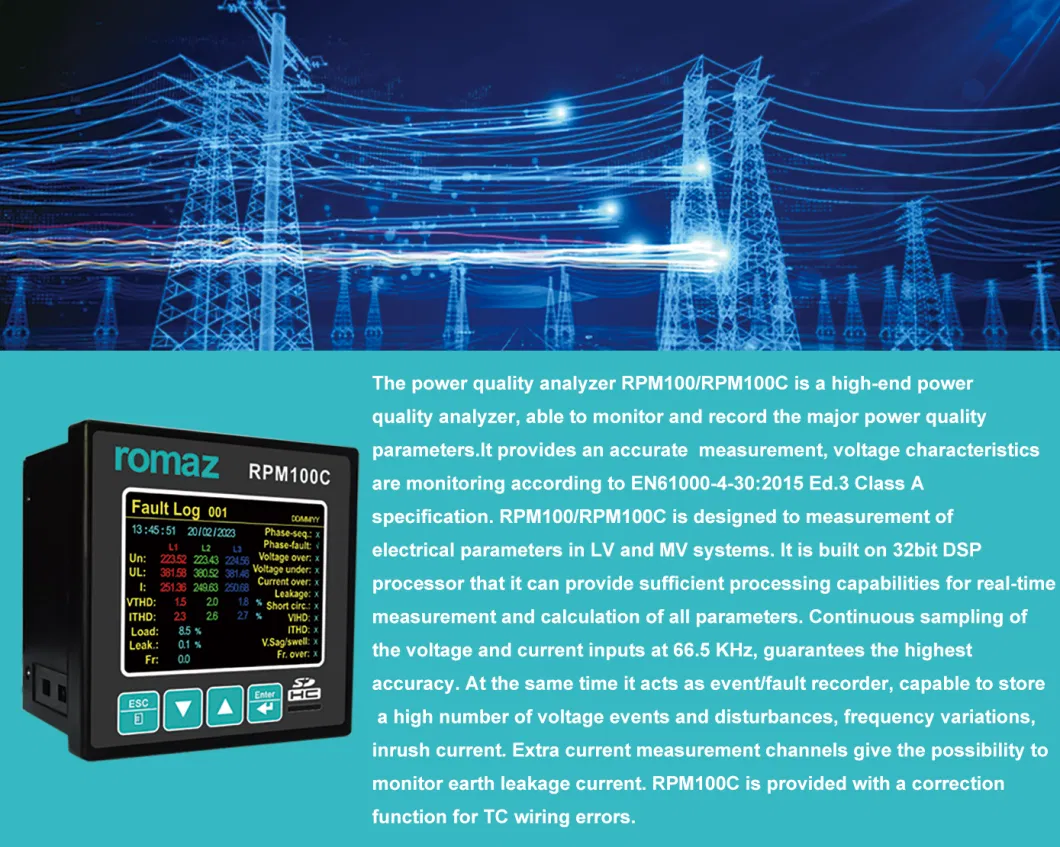 Rpm100/100c Power Meter Multi Meter Power Quality Analyser Network Analyzer