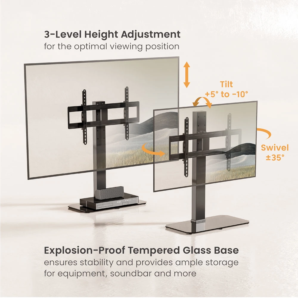 LUMI 2024 Modern Simplicity Heavy-Duty TV Tabletop Stand with Mount Table Top TV Mount