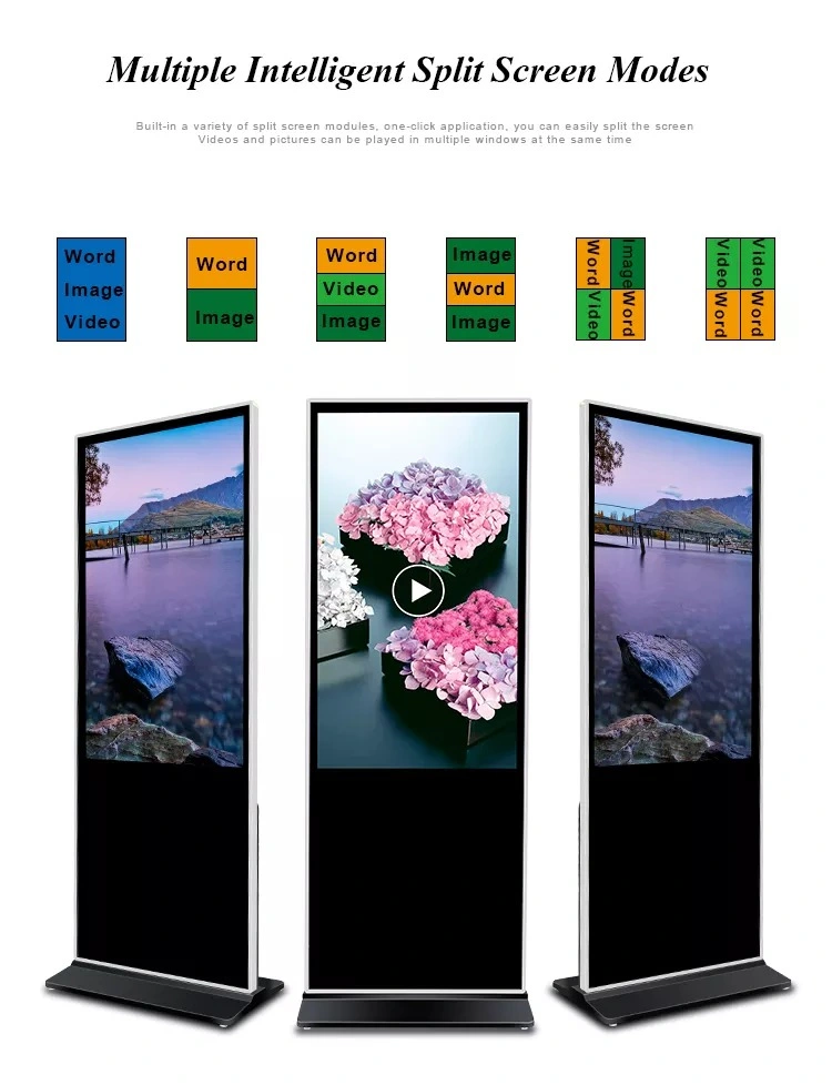 Floor Standing Advertising Kiosk 32/43/49/55/65 Inch Custom Touch Screen Digital Signage and Displays