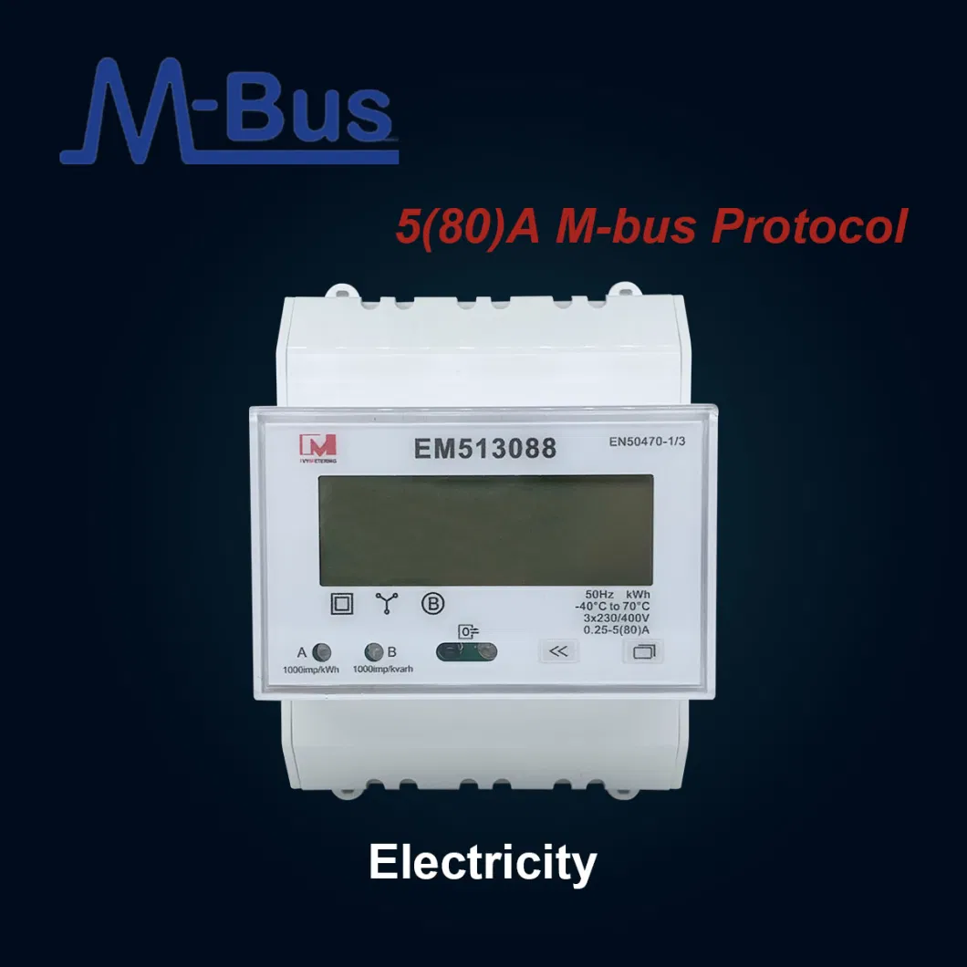 Mbus MID Approved Three Phase M-Bus Multifunction Electric DIN Rail Energy Meter