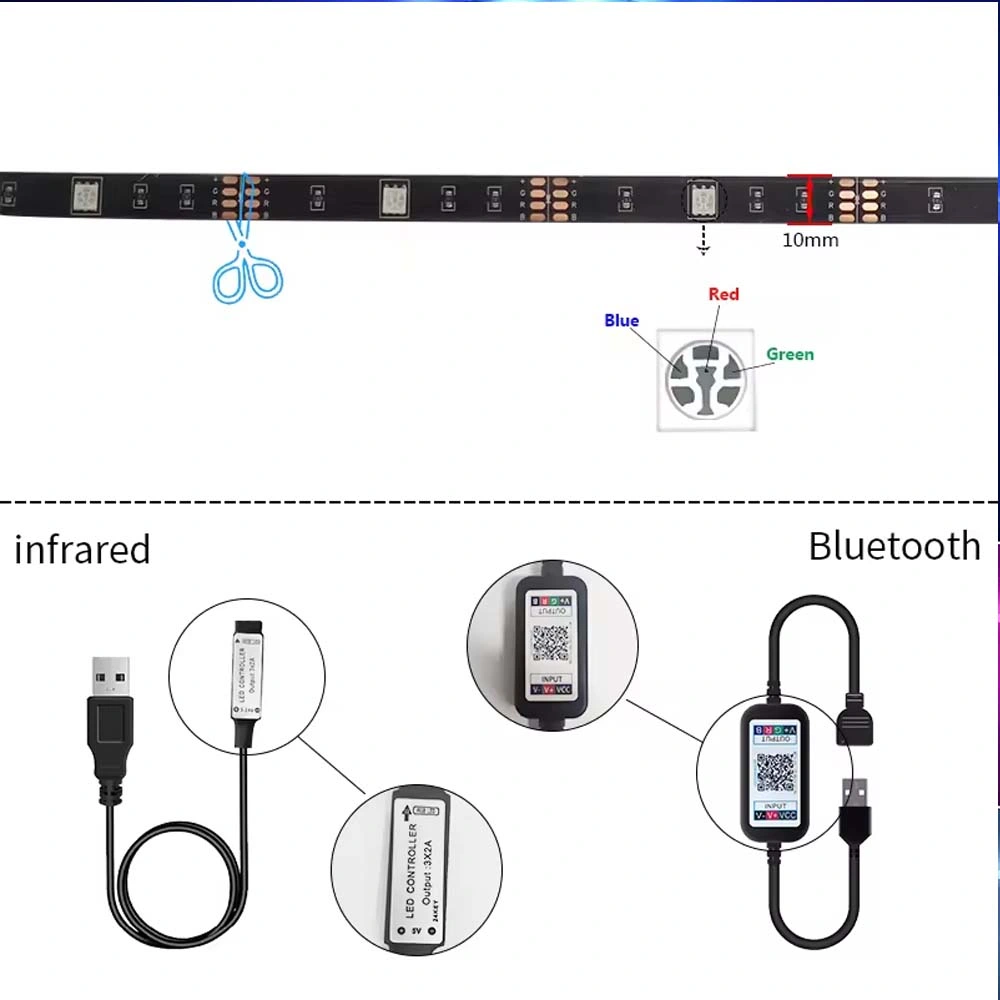 Color Changing DIY RGB Lighting Kit TV LED Strip Backlight Decoration 5V 12V USB RGB Kit