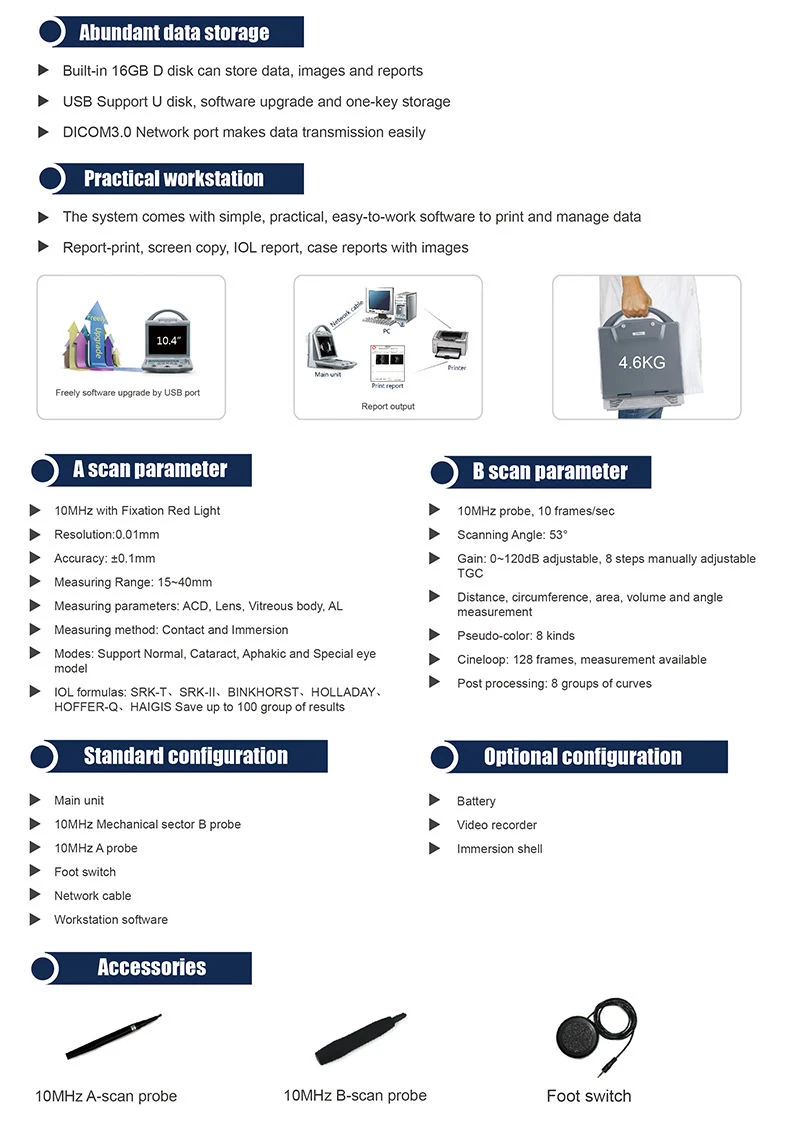 China Full Digital Ophthalmic a/B Ophthalmic Optical Ultrasound Scanner